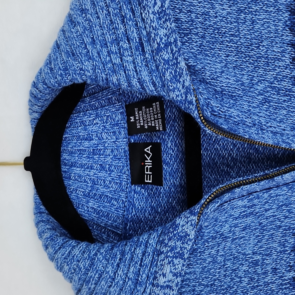 Vintage Erika Women's Zippered Knit Sweater Cardigan Blue Size Medium NWT - Picture 4 of 11